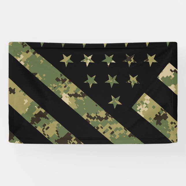 Banderoles Drapeau américain du Camouflage numérique militair (Horizontal)
