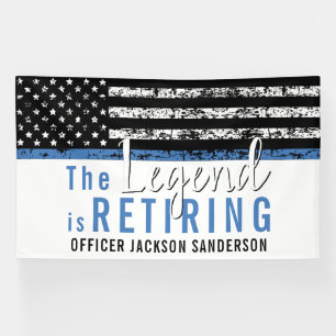Banderoles Drapeau américain Thin Blue Line Retraite de la po