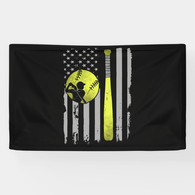 Banderoles Drapeau de chauve-balle jaune 4 juillet Indépendan (Horizontal)