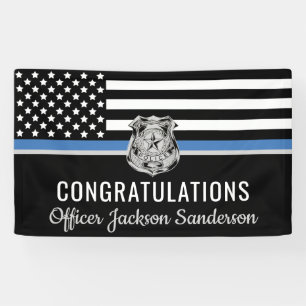 Banderoles Drapeau de la ligne bleue de la police Retraite de
