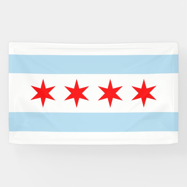 Banderoles Drapeau de la ville de Chicago (Illinois) (Horizontal)