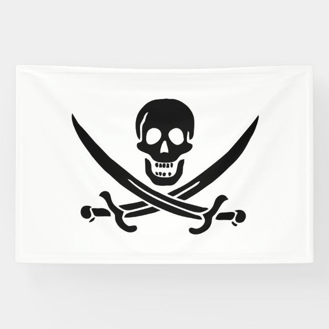 Banderoles Drapeau de pirate Crâne croisé épées (Horizontal)