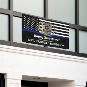 Banderoles Drapeau de police mince ligne bleue joyeuse retrai