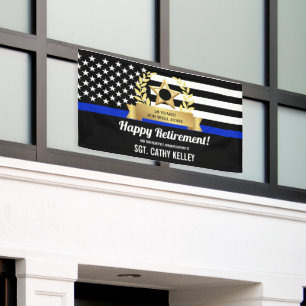 Banderoles Drapeau de police personnalisé Ligne Bleue mince B