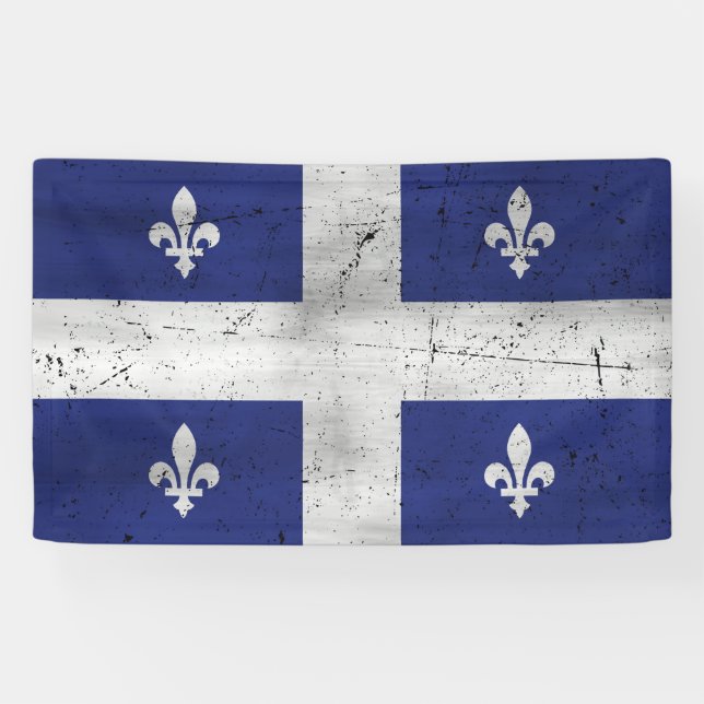 Banderoles Drapeau du Québec style grunge érodé (Horizontal)