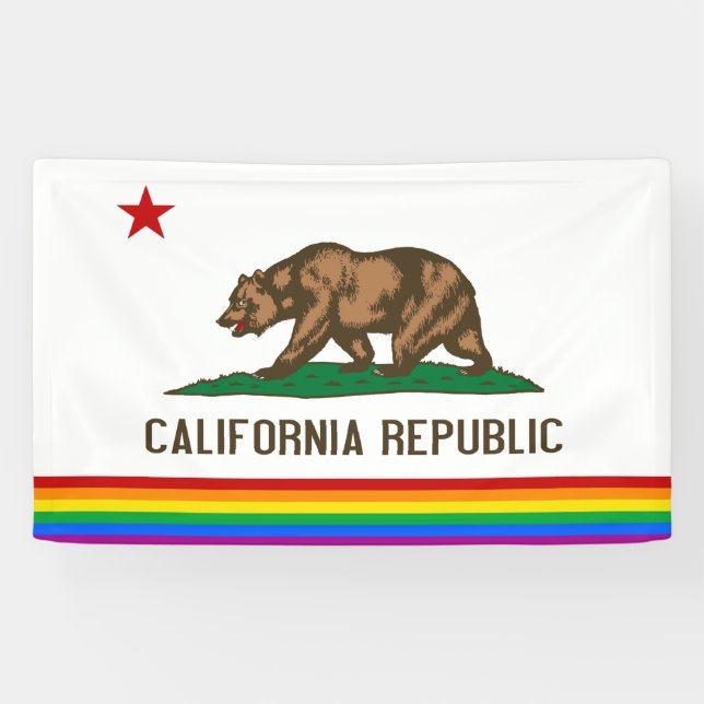 Banderoles Drapeau Gay pride de Californie (Horizontal)