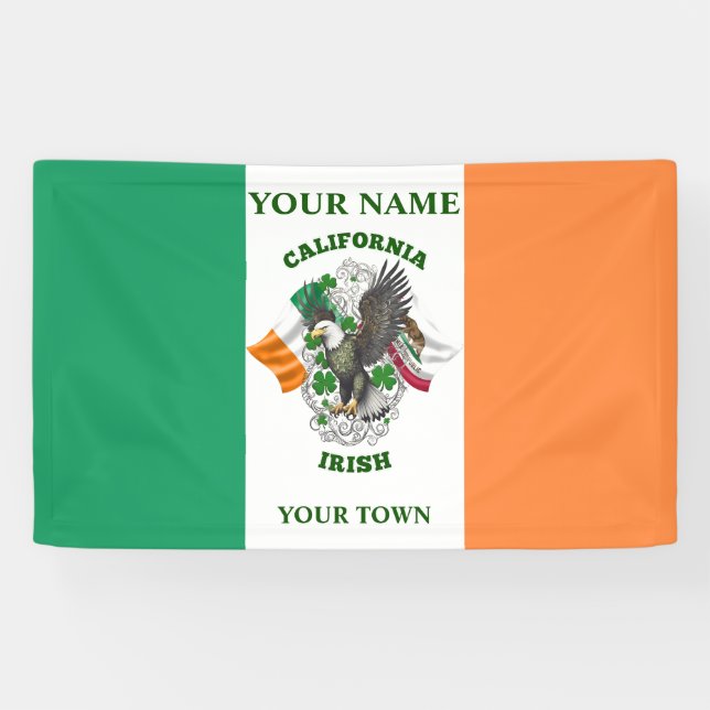 Banderoles Drapeau irlandais - Californie Irlande (Horizontal)