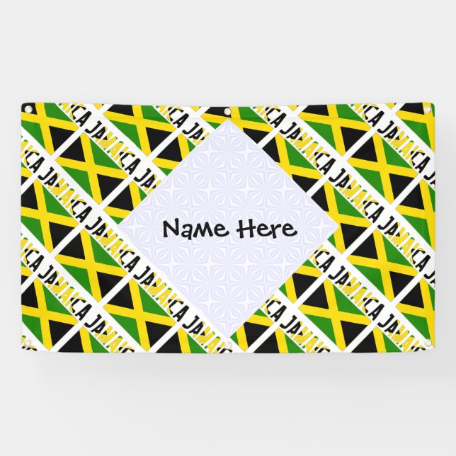 Banderoles Drapeau jamaïcain avec ton nom (Horizontal)