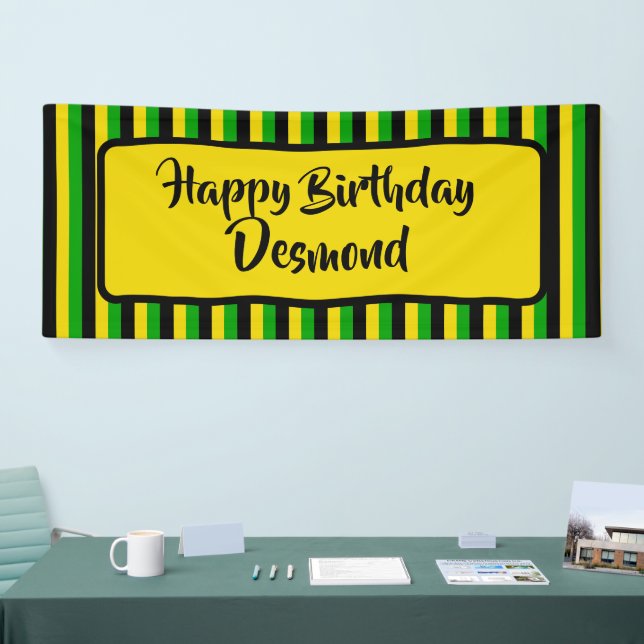 Banderoles Drapeau jamaïcain coloré Bonne fête d'anniversaire (Salon professionnel)