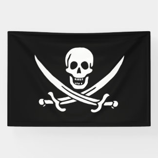 Banderoles Drapeau pirate crâne épées croisées