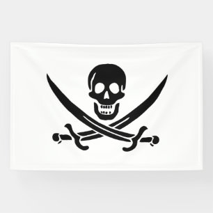 Banderoles Drapeau pirate crâne épées croisées
