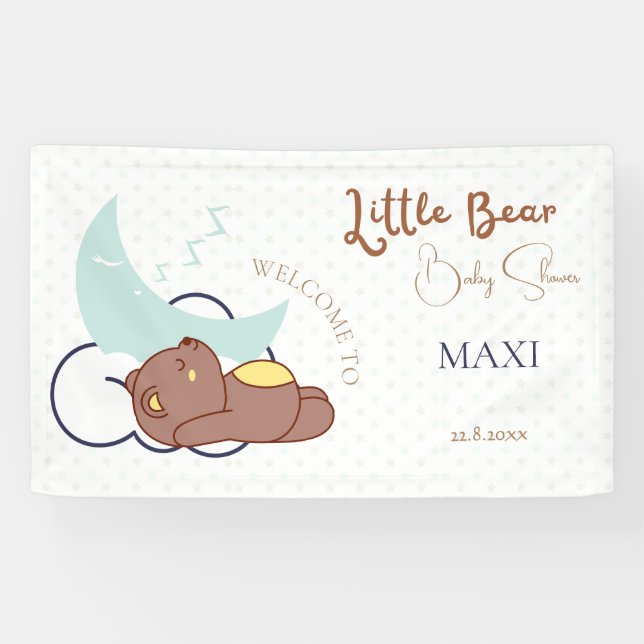 Banderoles Dreamy Little Bear Cloud Baby shower Bienvenue (Horizontal)
