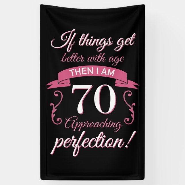 Banderoles Drôle 70e anniversaire 'Perfection' (Vertical)