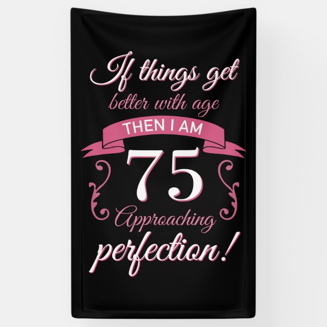 Banderoles Drôle 75e anniversaire 'Perfection' (Vertical)