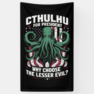Banderoles Drôle d'élection 2024 Cthulhu pour président