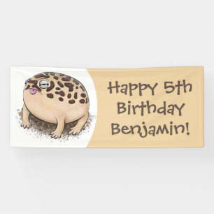 Banderoles Drôle dessin de grenouille à pluie dans le désert