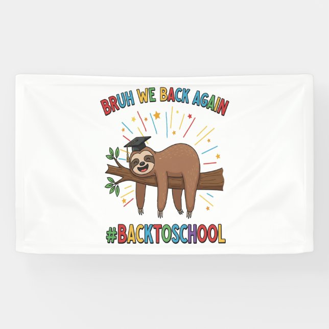 Banderoles Drôle Sloth Retour à l'école (Horizontal)