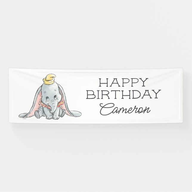 Banderoles Dumbo Watercolor 1er anniversaire (Horizontal)