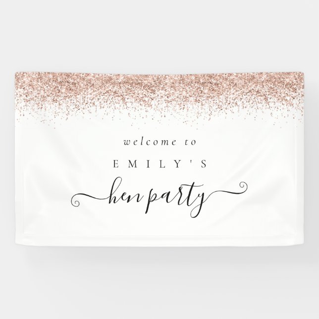 Banderoles Dusty Rose Nom de la Parties scintillant Bienvenue (Horizontal)