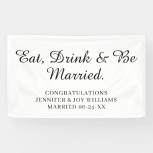 Banderoles Eat Drink Be Married Modern Black Script Mariage