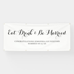 Banderoles Eat Drink Be Married Modern Black Script Mariage