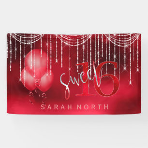 Banderoles Éclairage à chaîne et ballons Sweet 16 Red ID473