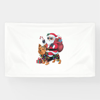 Banderoles Éclairage de Noël Père Noël équitation Yorkshire T