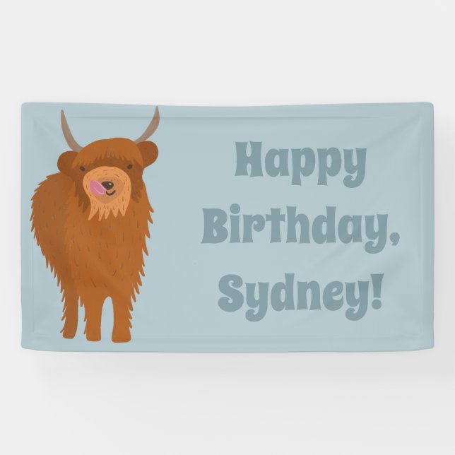 Banderoles Écossais Highland Cattle Cow Graphic Personnalisé (Horizontal)