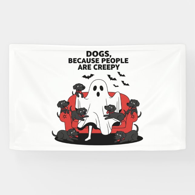 Banderoles Éffrayant Halloween Chien Fantôme Éffrayant (Horizontal)