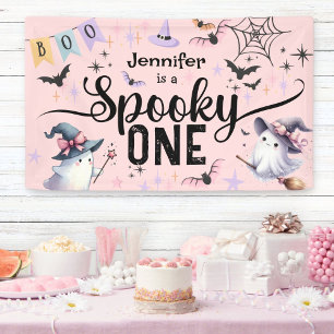 Banderoles Éffrayant One Girl Cute Ghost Halloween 1er annive