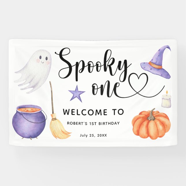 Banderoles Éffrayant Un Halloween Bienvenue au 1er anniversai (Horizontal)