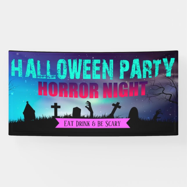Banderoles éffrayante fête d'Halloween boire effrayant  (Horizontal)