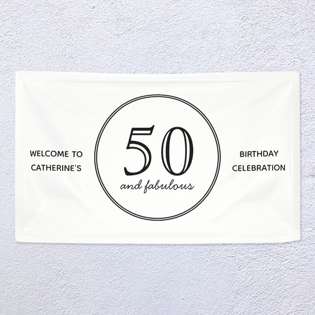 Banderoles Elégant 50 et fabuleuse typographie fête d'anniver (Fifty and fabulous personalized party welcome banner)