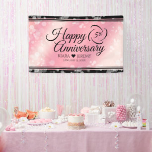 Banderoles Élégant 5ème anniversaire Mariage de quartz Rose