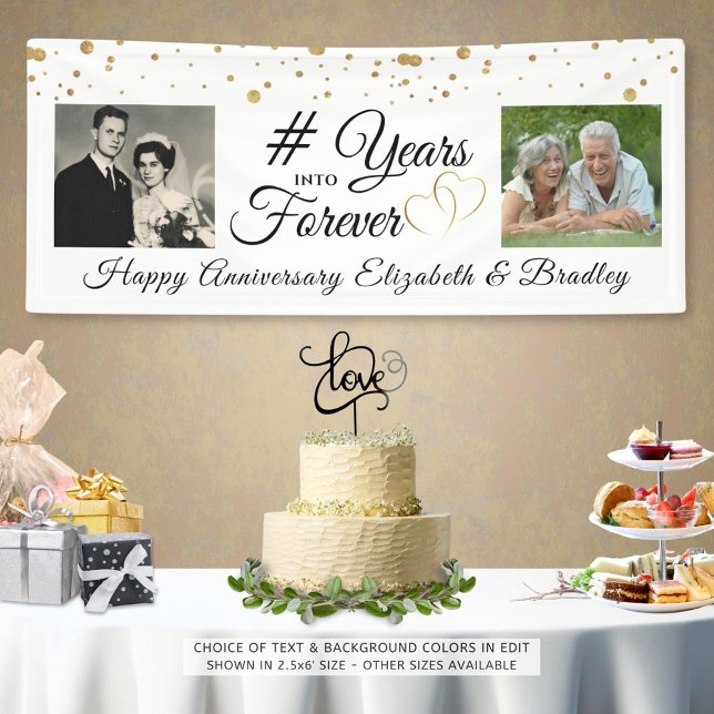 Banderoles Élégant Anniversaire ANNÉES EN FOREVER Photos (Créateur téléchargé)
