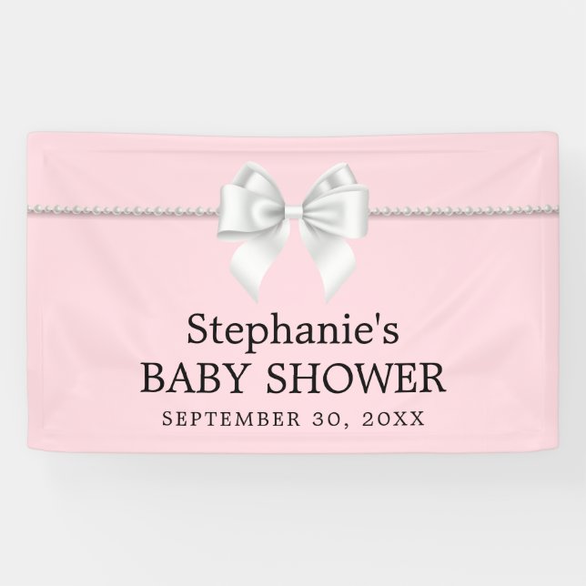 Banderoles Élégant Baby shower à thème rose beige (Horizontal)