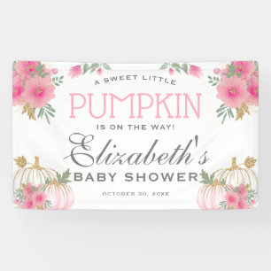 Banderoles Élégant Baby shower Citrouille rose et or