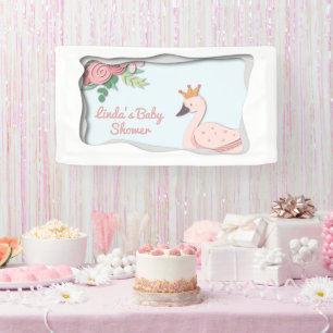 Banderoles Élégant Baby shower princesse de cygne rose simple
