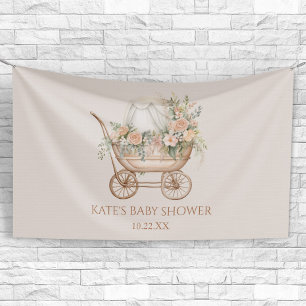 Banderoles Élégant Berceau Floral Vintage Bébé Shower