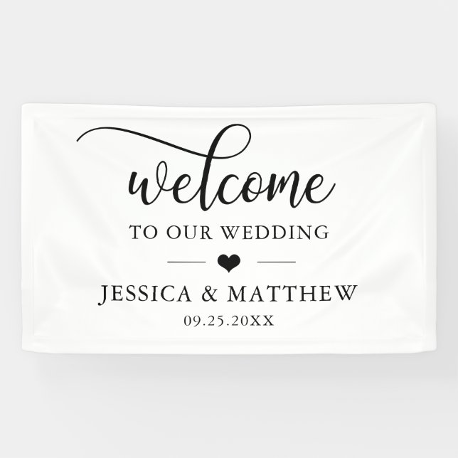 Banderoles Elégant Bienvenue à notre coeur Mariage BIENVENUE (Horizontal)
