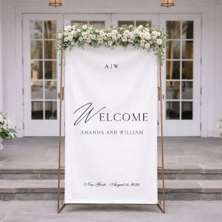 Banderoles Elegant Black and White Wedding Welcome Banner