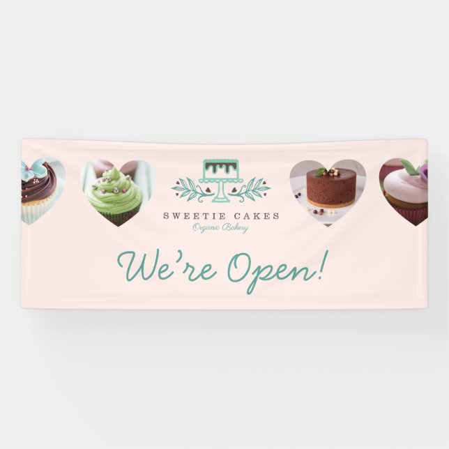 Banderoles Élégant Boulangerie Cake Logo & Photo Coeur Été Ou (Horizontal)