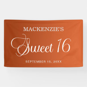Banderoles Élégant Burnt Orange Sweet 16 Anniversaire