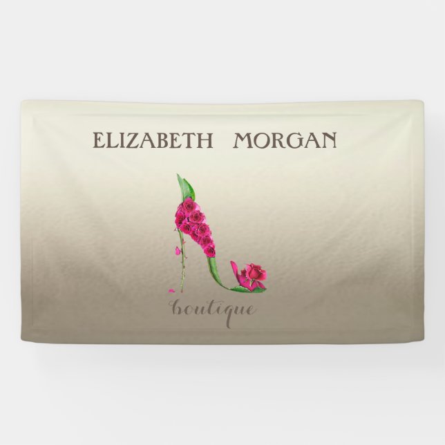 Banderoles Élégant Chic Moderne, Lumineux, Fleurs, Talon Haut (Horizontal)