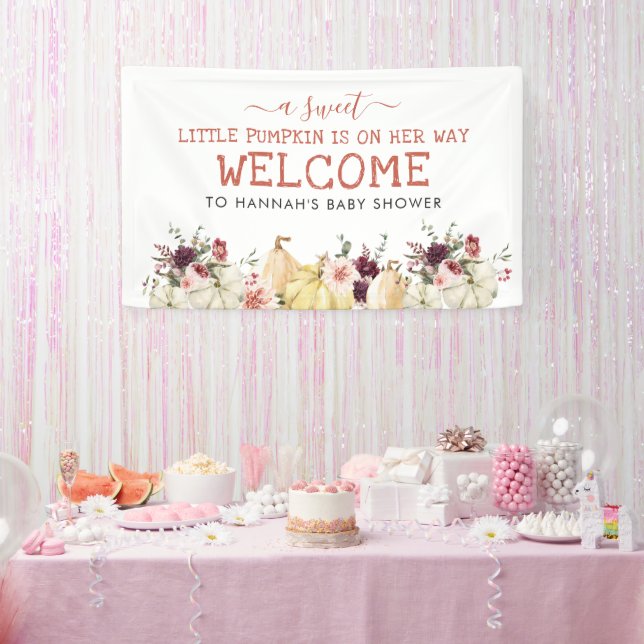 Banderoles Élégant Citrouille floral | Baby shower d'automne (Fête)