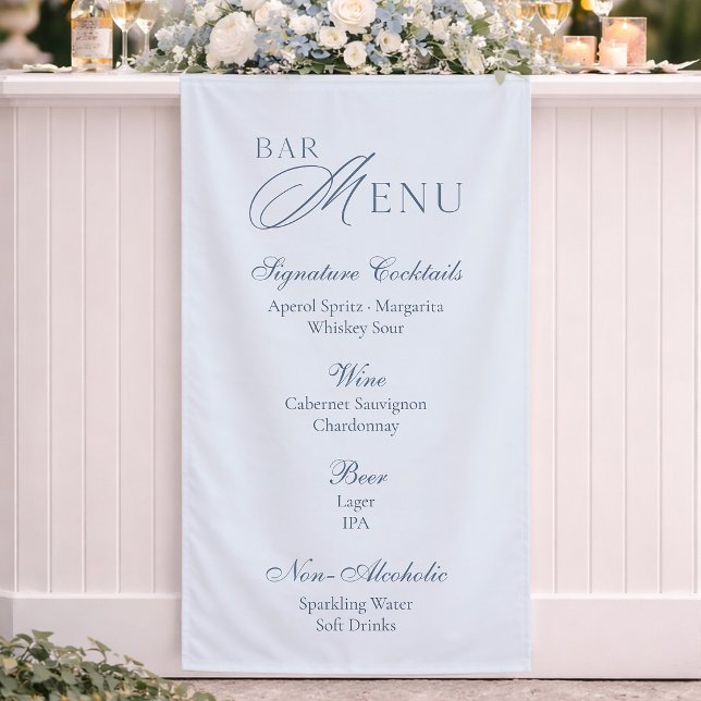 Banderoles Elegant Dusty Blue Wedding Bar Menu (Créateur téléchargé)