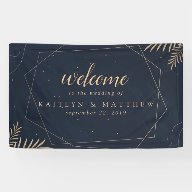 Banderoles Elégant Eucalyptus Géométrique Wedding Party (Horizontal)