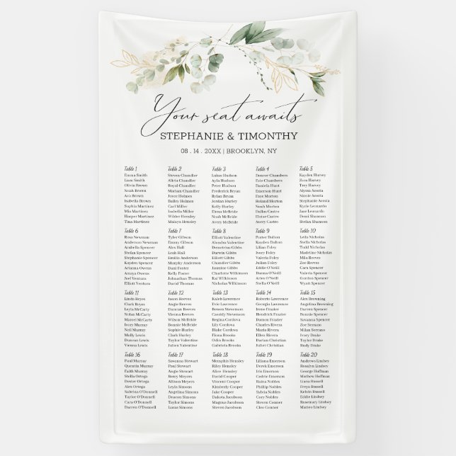 Banderoles Elégant Eucalyptus Mariage (Vertical)