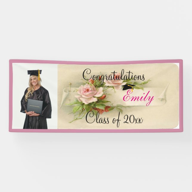 Banderoles Élégant, Féminin, Remise de diplôme, Photo personn (Horizontal)