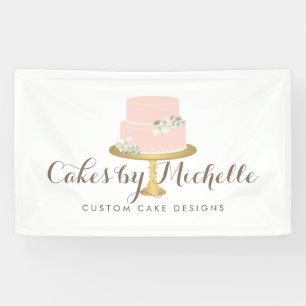 Banderoles Elégant gâteau rose avec décoration de gâteau aux